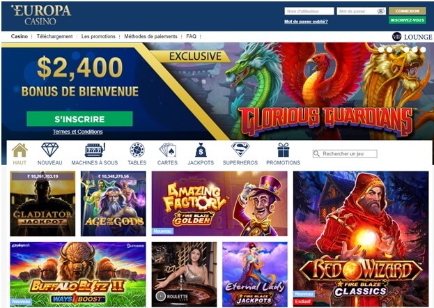 Casino Europa pour les parieurs français