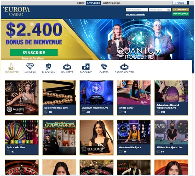 Casino en direct à Europa Casino