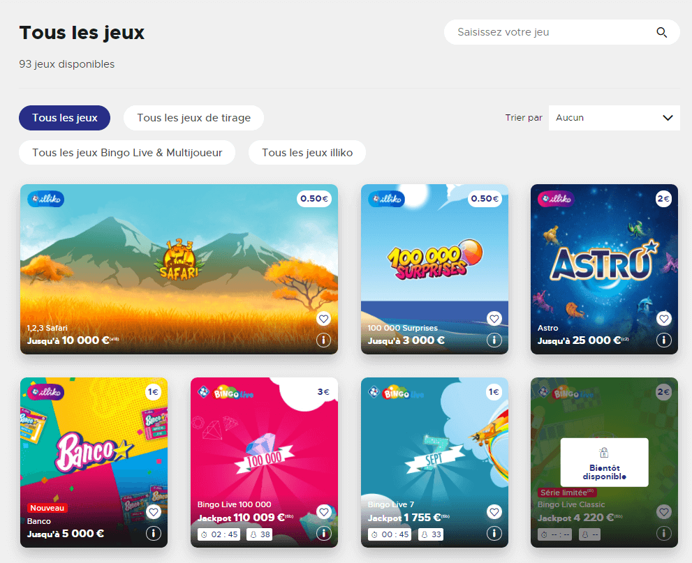 Il existe différents types de jeux auxquels vous pouvez jouer sur FDJ