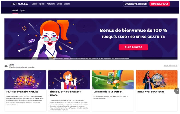 Offre de bonus de casino de fête