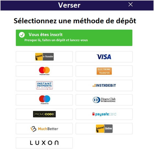 Options de dépôt et de retrait chez partycasino