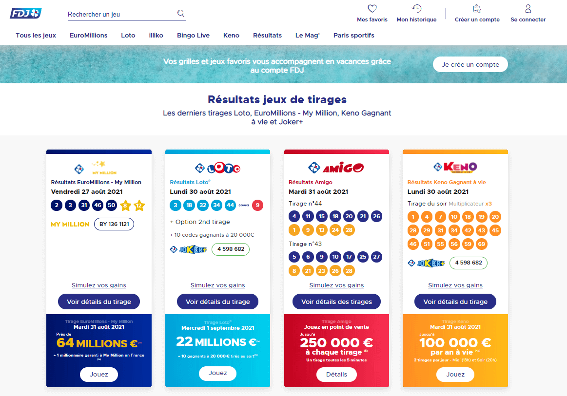 Résultats du loto à FDJ France