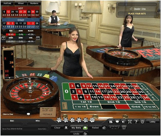 Roulette avec croupier en direct live