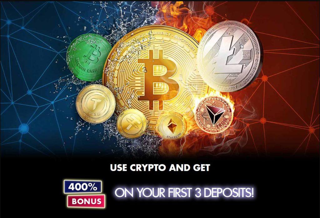 Utilisez Crypto et recevez un bonus de 400% sur vos 3 premiers dépôts