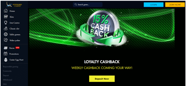 Winward and Rich Casino offre un bonus de cashback