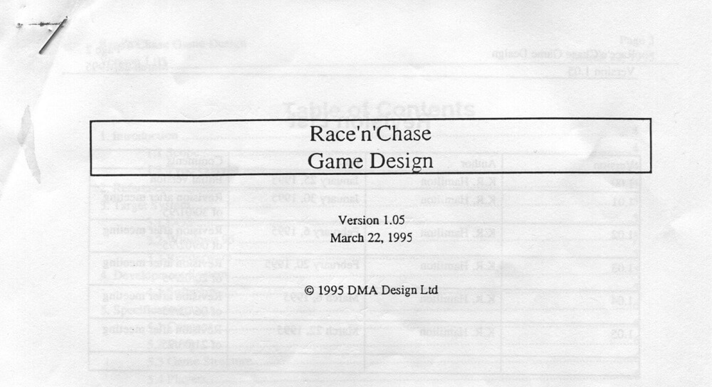Conception initiale du jeu Race n'chase avant la conversion vers Grand Threft Auto